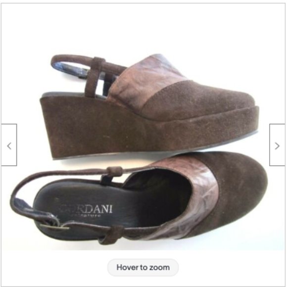 38 8 CORDANI DIONNE brown WEDGE PLATFORM MULES clog SUEDE PUMPS heels SHOES MINT - Picture 7 of 11